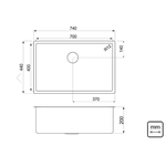 Cuba Inox Quadrum 70x40cm Tramontina 94000/103 