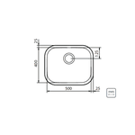 Cuba de embutir/sobrepor Tramontina Aria Maxi 50 BS em aço inox acetinado 50x40 cm