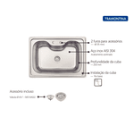 Cuba Tramontina Morgana Undermount em Aço Inox Acetinado 69x49 cm