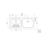 Tanque Tramontina Inox Duplo 120X55 94406/177