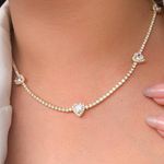 Chocker corações cravejados em zircônia