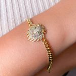 Pulseira Com Leão Cravejado Na Micro Zirconia