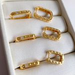 trio de brincos com detalhe em micro zircônia