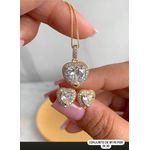 Conjunto coração na zircônia com detalhe cravejado