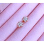 Brinco Mini Flor Cravejado na Micro Zircônia tarraxa baby