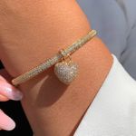Bracelete Linha Premium de coração cravejado 