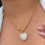 Colar de coração cravejado Linha Premium 