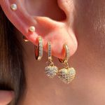 Trio de argola com pingente de coração na micro zircônia 