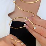 Conjunto 3 peças minimalistas com detalhe em zircônia 
