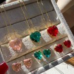 Conjunto De Coração Com Pedra Em Zircônia