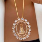 Colar Santa Nossa Senhora Cravejado na Zircônia