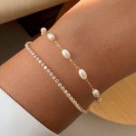 Pulseira Dupla navetes e perola