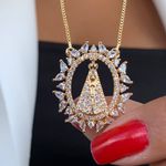 Pingente nossa senhora com pedras em zircônia 