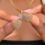 Conjunto de coração cravejado 