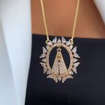 Pingente nossa senhora com pedras em zircônia 