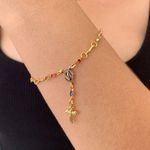 Pulseira de terço com zircônia colorida 