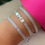 Pulseira navetes no ródio com fecho trava (unitária) 