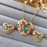 Conjunto de coração na zircônia colorida 