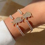 Pulseira navetes com filhos cravejado (cada)