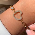 Pulseira De Coração cravejado Com infinito 