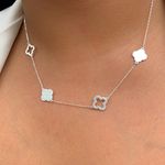 Colar trevos cravejados Prata 925