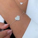Pulseira de coração cravejado Prata 925