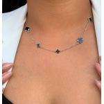 Conjunto Ródio Branco 3 peças trevo