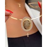Chocker aro com pingente oração pai nosso
