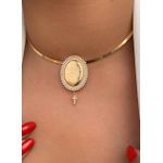 Chocker aro com pingente oração pai nosso