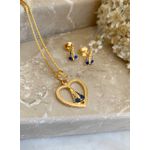 Conjunto de coração com detalhe de nossa senhora 