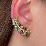 Ear Cuff De Folha Cravejado Na Micro Zirconia