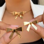 Conjunto laço aro, brinco e bracelete 