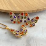 Conjunto de borboleta com zircônias coloridas