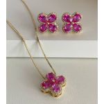 Conjunto Flor Cravejado na Zircônia 