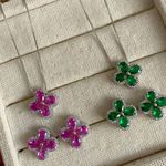 conjunto flor no ródio branco