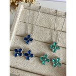 conjunto flor no ródio branco