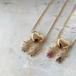 Colar casal de filhos com coração liso