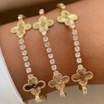 Pulseira riviera com trevos lisos
