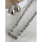 Conjunto Colar de Corrente Trabalhada com Gota