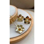Conjunto de flor lisa com perola 