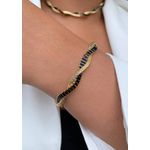 Pulseira trançada navetes e fita 