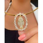 Chocker aro com pingente de nossa senhora 