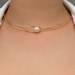 Chokers de aro com perola 