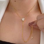 Colar Gravatinha coração na zircônia 