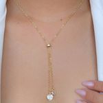  colar gravatinha pingente de coração na zircônia 