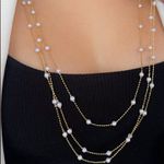 Colar alongado de perolas e esferas delicada 80cm (cada) 