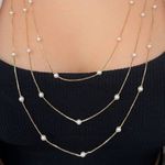 Colar Alongado de perola delicado 80cm