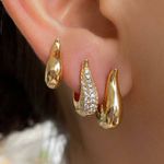 Trio de brinco formato gota com detalhes na micro zircônia 