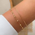 Pulseira dupla lisa com esferas 