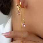 Brinco de linha com zircônia formato gota 